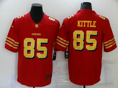 Nike 49ers 85 George Kittle Red Gold Color Rush Vapor Untouchable Limited Jersey