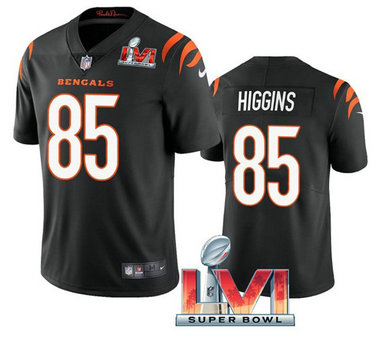 Nike Bengals 85 Tee Higgins Black 2022 Super Bowl LVI Vapor Limited Jersey