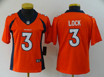 Nike Broncos 3 Drew Lock Orange Women Vapor Untouchable Limited Jersey