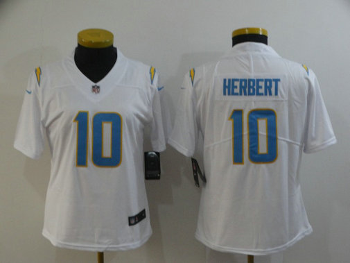 Nike Chargers 10 Justin Herbert White Women Vapor Untouchable Limited Jersey
