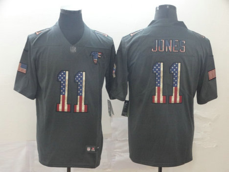 Nike Falcons 11 Julio Jones 2019 Salute To Service USA Flag Fashion Limited Jersey