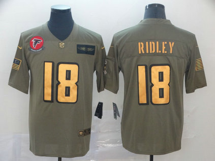 Nike Falcons 18 Calvin Ridley 2019 Olive Gold Salute To Service Limited Jersey