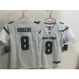 Nike Jets 8 Aaron Rodgers White Vapor Untouchable Limited Women Jersey