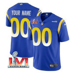 Nike Los Angeles Rams Customized Royal 2022 Super Bowl LVI Vapor Limited Men Jersey