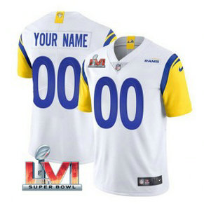 Nike Los Angeles Rams Customized White 2022 Super Bowl LVI Vapor Limited Men Jersey