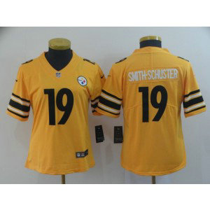 Nike Pittsburgh Steelers 19 JuJu Smith-Schuster Inverted Legend Gold Women Jersey