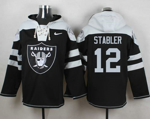 Nike Raiders #12 Kenny Stabler Black Player Pullover NFL Hoodie