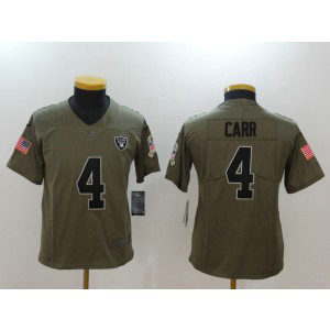 Nike Raiders 4 Derek Carr Olive 2017 Salute To Service Limited Youth Jersey