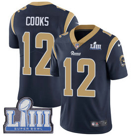 Nike Rams #12 Brandin Cooks Navy Youth 2019 Super Bowl LIII Vapor Untouchable Limited Jersey