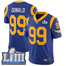 Nike Rams #99 Aaron Donald Royal Youth 2019 Super Bowl LIII Vapor Untouchable Limited Jersey