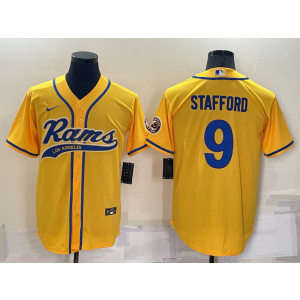 Nike Rams 9 Matthew Stafford Yellow Vapor Limited Baseball Men Jersey