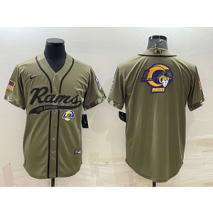 Nike Rams Blank Olive Blank 2022 Salute To Service Baseball Logo Limited Men Jersey