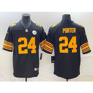 Nike Steelers 24 Joey Porter Jr. Black 2023 Draft Color Rush Limited Men Jersey