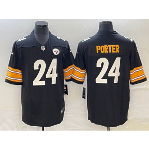 Nike Steelers 24 Joey Porter Jr. Black 2023 Draft Vapor Untouchable Limited Men Jersey