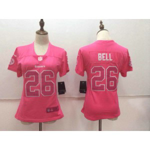 Nike Steelers 26 Le'Veon Bell Pink Stitched NFL Limited Rush Fashion Women Jersey