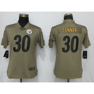 Nike Steelers 30 James Conner Olive 2017 Salute To Service Limited Women Jersey
