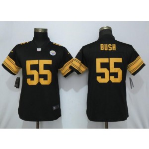 Nike Steelers 55 Devin Bush Black Color Rush Limited Women Jersey
