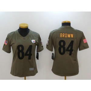 Nike Steelers 84 Antonio Brown Olive 2017 Salute To Service Limited Women Jersey