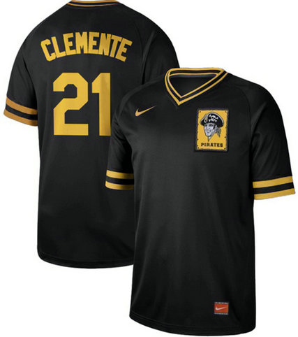 Pirates #21 Roberto Clemente Black Authentic Cooperstown Collection Stitched Baseball Jersey