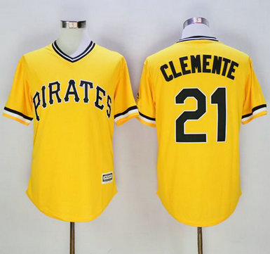 Pirates #21 Roberto Clemente Gold New Cool Base Stitched Baseball Jersey