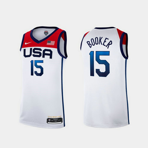 Team USA 15 Booker White 2021 Olympics Basketball Swingman Jersey