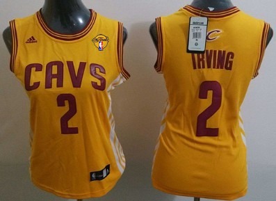 Women's Cleveland Cavaliers #2 Kyrie Irving Yellow 2016 The NBA Finals Patch Jersey