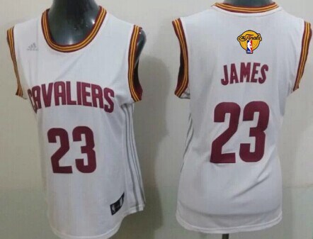 Women's Cleveland Cavaliers #23 LeBron James White 2016 The NBA Finals Patch Jersey