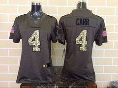 Women Oakland Raiders #4 Carr Green Salute To Service Limited Jersey
