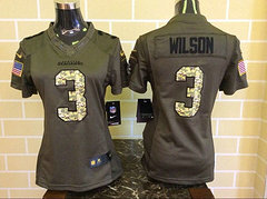 Women Seattle Seahawks #3 Wilson Green Salute To Service Limited Jersey
