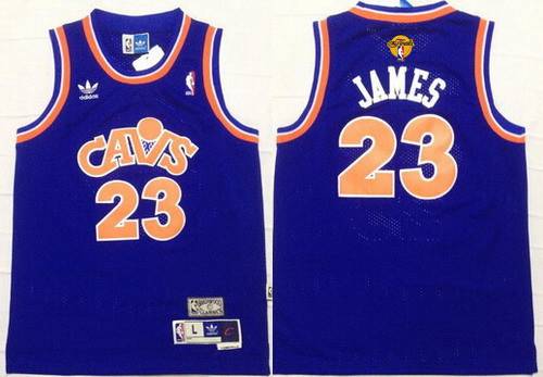 Youth Cleveland Cavaliers #23 LeBron James Blue Throwback 2016 The NBA Finals Patch Jersey