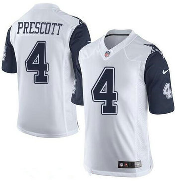 Youth Dallas Cowboys #4 Dak Prescott White 2015 Color Rush Stitched NFL Jersey