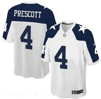 Youth Dallas Cowboys #4 Dak Prescott White Thanksgiving Alternate NFL Jersey