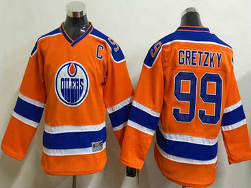 Youth Edmonton Oilers #99 Wayne Gretzky 2015 Orange CCM Vintage Throwback Jersey