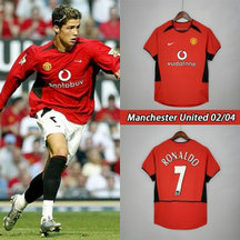 02-04 Manchester United Retro MU 7 Ronaldo Home Jersey