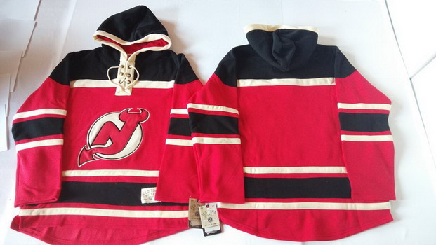 Old Time Hockey New Jersey Devils Blank Red With Black Hoodie