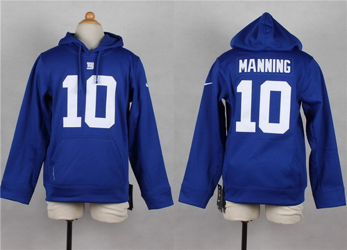 Nike New York Giants #10 Eli Manning Blue Kids Hoodie