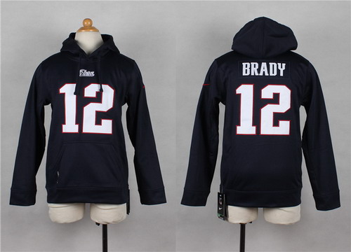 Nike New England Patriots #12 Tom Brady Blue Kids Hoodie