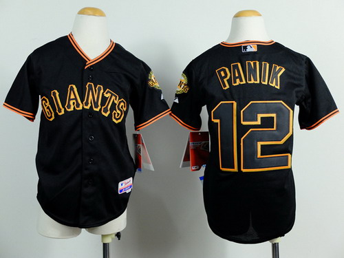 San Francisco Giants #12 Joe Panik Black Kids Jersey