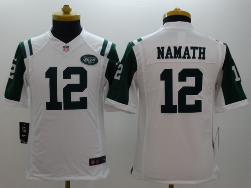 Nike New York Jets #12 Joe Namath White Limited Kids Jersey