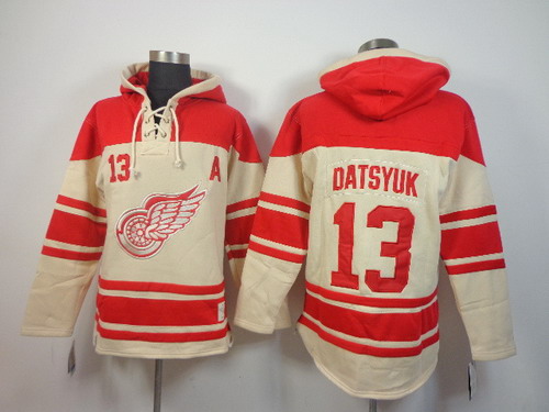 Old Time Hockey Detroit Red Wings #13 Pavel Datsyuk Cream Hoodie