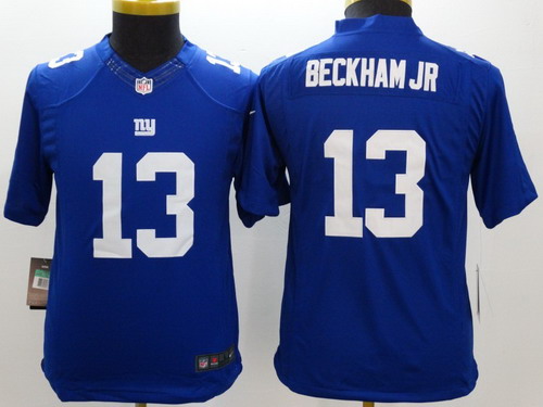 Nike New York Giants #13 Odell Beckham Jr Blue Limited Kids Jersey