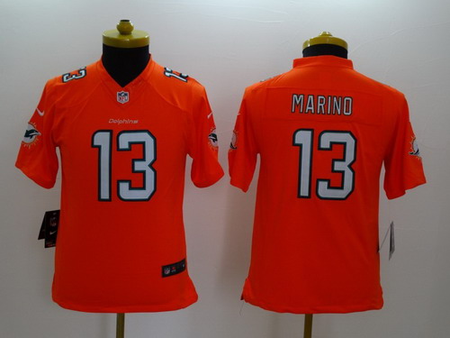 Nike Miami Dolphins #13 Dan Marino 2013 Orange Limited Kids Jersey