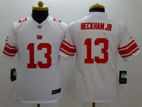 Nike New York Giants #13 Odell Beckham Jr White Limited Kids Jersey