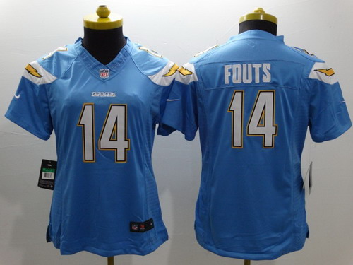 Nike San Diego Chargers #14 Dan Fouts Light Blue Limited Womens Jersey