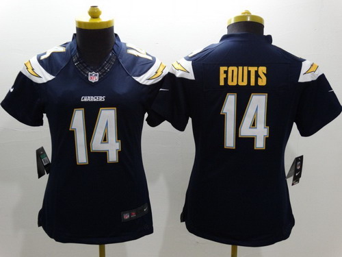 Nike San Diego Chargers #14 Dan Fouts Navy Blue Limited Womens Jersey