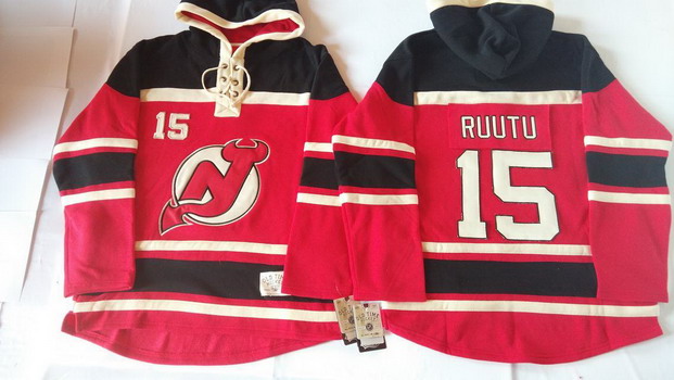 Old Time Hockey New Jersey Devils #15 Tuomo Ruutu Red With Black Hoodie