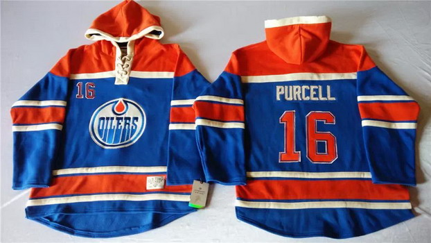 Old Time Hockey Edmonton Oilers #16 Teddy Purcell Royal Blue Hoodie