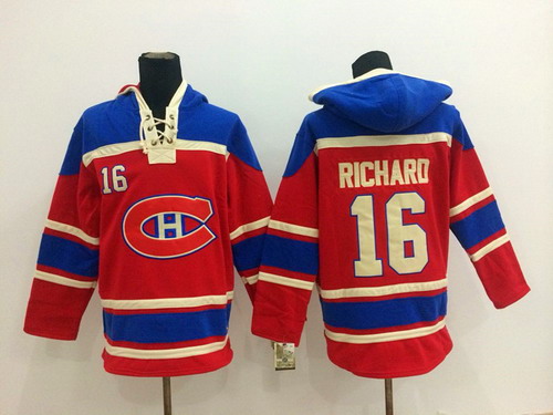 Old Time Hockey Montreal Canadiens #16 Henri Richard Red Hoodie