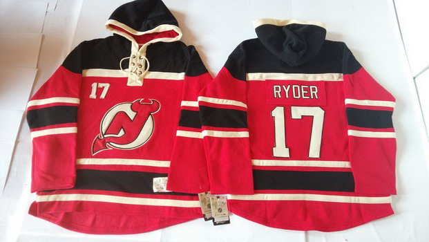 Old Time Hockey New Jersey Devils #17 Michael Ryder Red With Black Hoodie