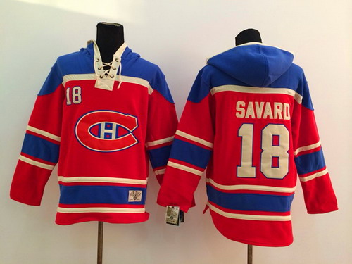 Old Time Hockey Montreal Canadiens #18 Serge Savard Red Hoodie